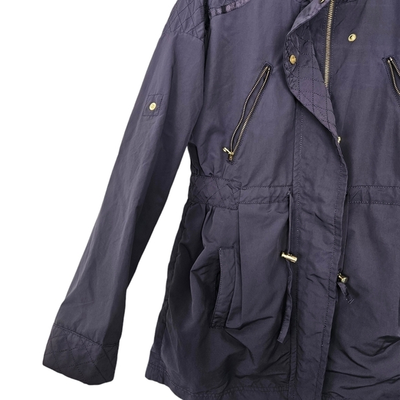 Ted Baker London Purple detachable hood parka rain jacket size 2 - Picture 3 of 11